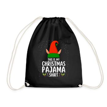 Christmas Pajamas Pajamas Sleepshirt - Drawstring Bag - black - Front