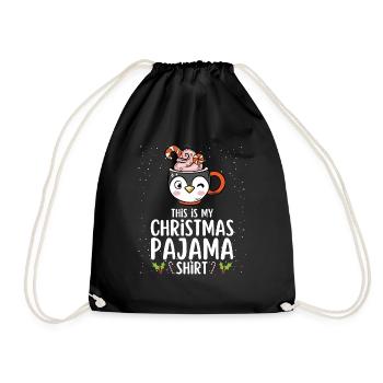 Christmas Pajamas Pajamas Sleepshirt - Drawstring Bag - black - Front