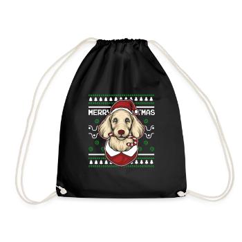 Ugly Christmas Sweater Tshirt Weihnachten Hund - Turnbeutel - Schwarz - Vorne