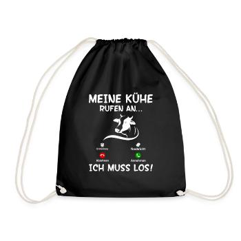 Meine Kühe rufen mich - Turnbeutel - Schwarz - Vorne