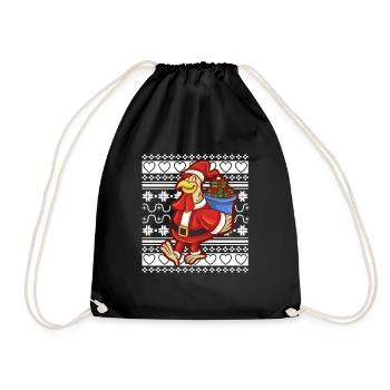 Ugly Christmas Sweater Tshirt Weihnachten Ente - Turnbeutel - Schwarz - Vorne