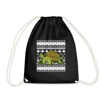 Ugly Christmas Sweater Christmas Turtle - Drawstring Bag - black - Front