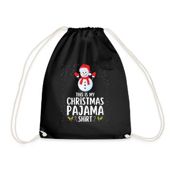 Weihnachten Pyjama Schlafanzug Schlafshirt - Turnbeutel - Schwarz - Vorne