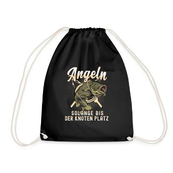 Angeln Geschenk Fischer Angler Petri Heil Rute - Turnbeutel - Schwarz - Vorne