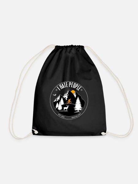 Bike I Hate People - Drawstring Bag - black