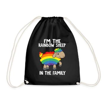 Rainbow Sheep In The Family Lgbtq Pride - Drawstring Bag - black - Front