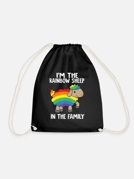 Rainbow Sheep In The Family Lgbtq Pride - Drawstring Bag - black