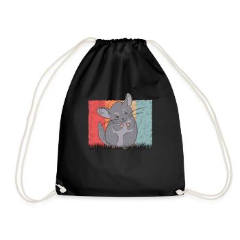 Chinchilla Retro Wollmaus Vintage - Turnbeutel - Schwarz - Vorne
