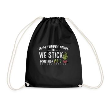 Team Fourth Grade We Stick Together Cactus Back - Drawstring Bag - black - Front