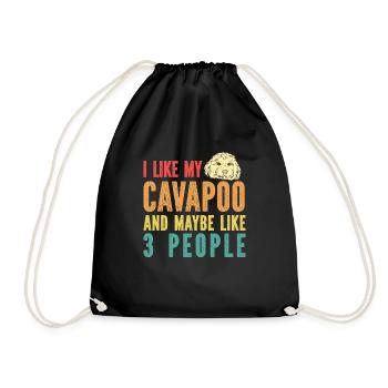 Cavapoo Cavoodle Capoodle Dog - Drawstring Bag - black - Front