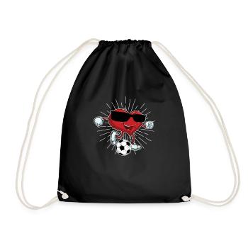 Valentinstag Herz Kicking A Soccer Ball Cool Funny - Turnbeutel - Schwarz - Vorne