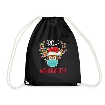 Frohe Weihnachten wünscht Rudolf mit der Maske - Turnbeutel - Schwarz - Vorne