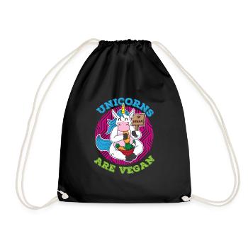 Lustiges Einhorn Veganer Vegetarier Design mit - Turnbeutel - Schwarz - Vorne