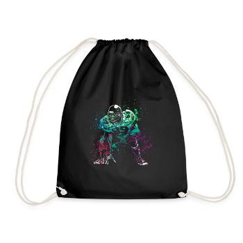 American Football Player Splash - Drawstring Bag - black - Front