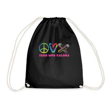 Karaoke Singer Retro Tie Dye Peace - Drawstring Bag - black - Front