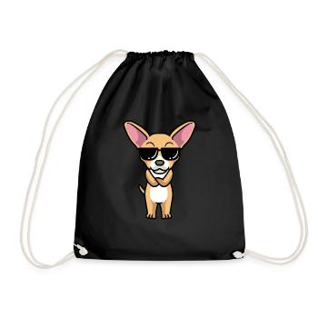 Chiweenie chien avec émoticône lunettes de soleil - Sac de sport léger - noir - Devant