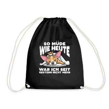 Chiweenie Hund Mit Kuscheltier Schlaf Schlummern - Turnbeutel - Schwarz - Vorne