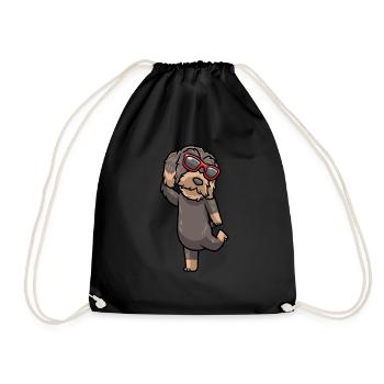 Chien teckel à poil dur avec des lunettes de soleil dansant - Sac de sport léger - noir - Devant