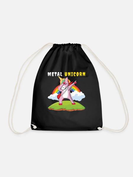 Dabbing Unicorn Rainbow Metal Musik Heavy Rock - Turnbeutel - Schwarz