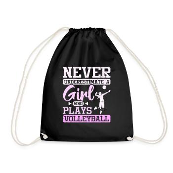 Never underestimate a girl who plays volleyball - Turnbeutel - Schwarz - Vorne