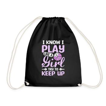 I play like a girl try to keep up volleyball - Turnbeutel - Schwarz - Vorne