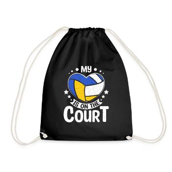 My Heart is on the volleyball court - Drawstring Bag - black - Front