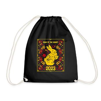 Zodiac Happy Chinese New Year of the Rabbit 2023 - Turnbeutel - Schwarz - Vorne