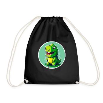 T-Rex Dino Dinosaurier Saurier Geschenk Spielzeug - Turnbeutel - Schwarz - Vorne