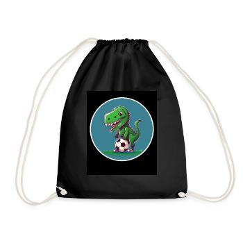 T-Rex Dino Dinosaurier Saurier Sport Fussball Kind - Turnbeutel - Schwarz - Vorne