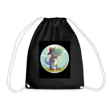 T-Rex Dino Dinosaurier Saurier Wandern Outdoor - Turnbeutel - Schwarz - Vorne