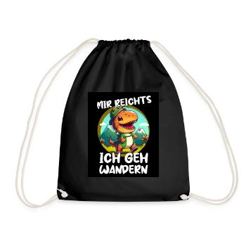 T-Rex Dino Dinosaurier Saurier Wandern Outdoor - Turnbeutel - Schwarz - Vorne