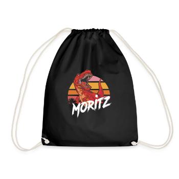 MORITZ - Beau prénom de garçon avec T-REX Dino - Sac de sport léger - noir - Devant