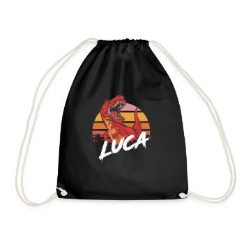 LUCA - Beau nom de garçon avec T-REX Dino - Sac de sport léger - noir - Devant