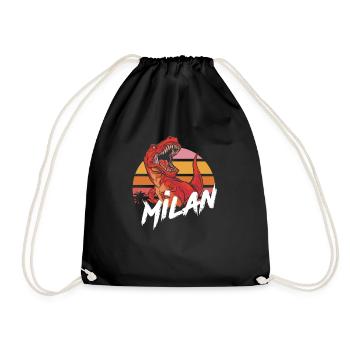 MILAN - Beautiful boy name with T-REX Dino - Drawstring Bag - black - Front