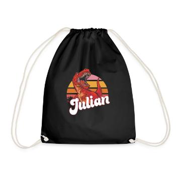 JULIAN - Beautiful boy name with T-REX Dino - Drawstring Bag - black - Front