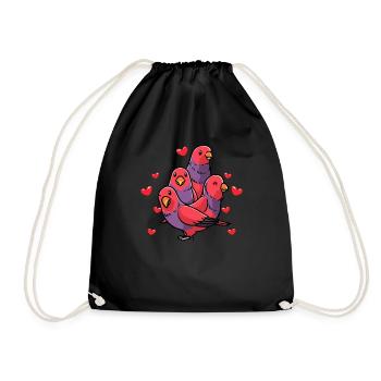 Hooded Lorikeet Kawaii Parrot Bird - Drawstring Bag - black - Front