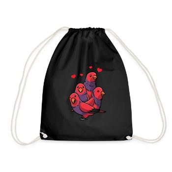 Hooded Lorikeet Kawaii Parrot Bird - Drawstring Bag - black - Front