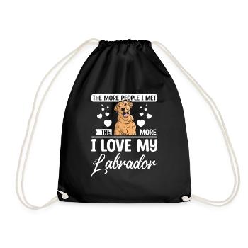 The more people I met the more I love my labrador - Drawstring Bag - black - Front