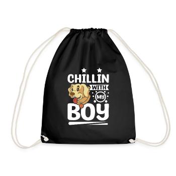 Chillin with my boy labrador - Drawstring Bag - black - Front