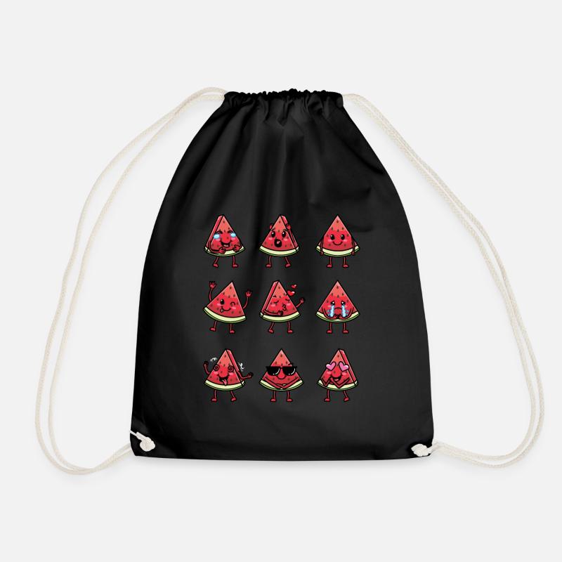 Pastèque Melon Emoticon Fruit Kawaii - Sac de sport léger - noir