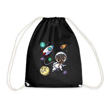 Wire-haired dachshund dog in space - Drawstring Bag - black - Front