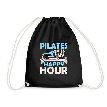 Pilates Is My Happy Hour Exercise Fitness - Drawstring Bag - black - Front
