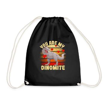 You are my Dinomite Valentine's Day Dinosaur - Drawstring Bag - black - Front