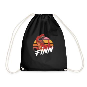 FINN - Beau prénom de garçon avec T-REX Dino - Sac de sport léger - noir - Devant