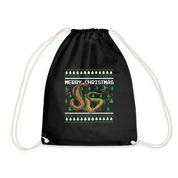 Ugly Christmas Sweater Christmas Snake - Drawstring Bag - black - Front