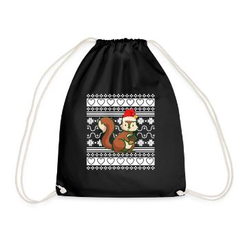 Pull de Noël moche Écureuil de Noël - Sac de sport léger - noir - Devant