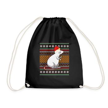 Ugly Christmas Sweater Christmas Mouse - Drawstring Bag - black - Front