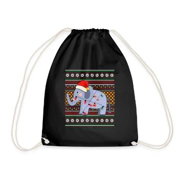 Ugly Christmas Sweater Tshirt Weihnachten Elefant - Turnbeutel - Schwarz - Vorne
