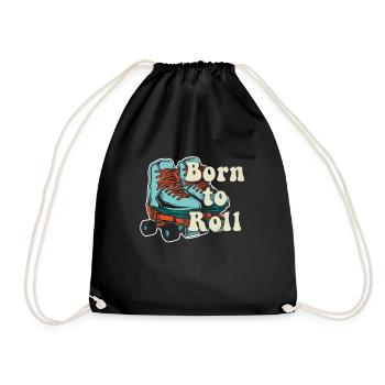 Inline Skate Gift Rollskates Roller 70s - Drawstring Bag - black - Front