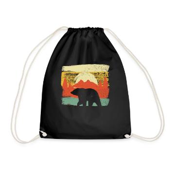 Bear Bear Hunting Retro Vintage Huntsman - Drawstring Bag - black - Front